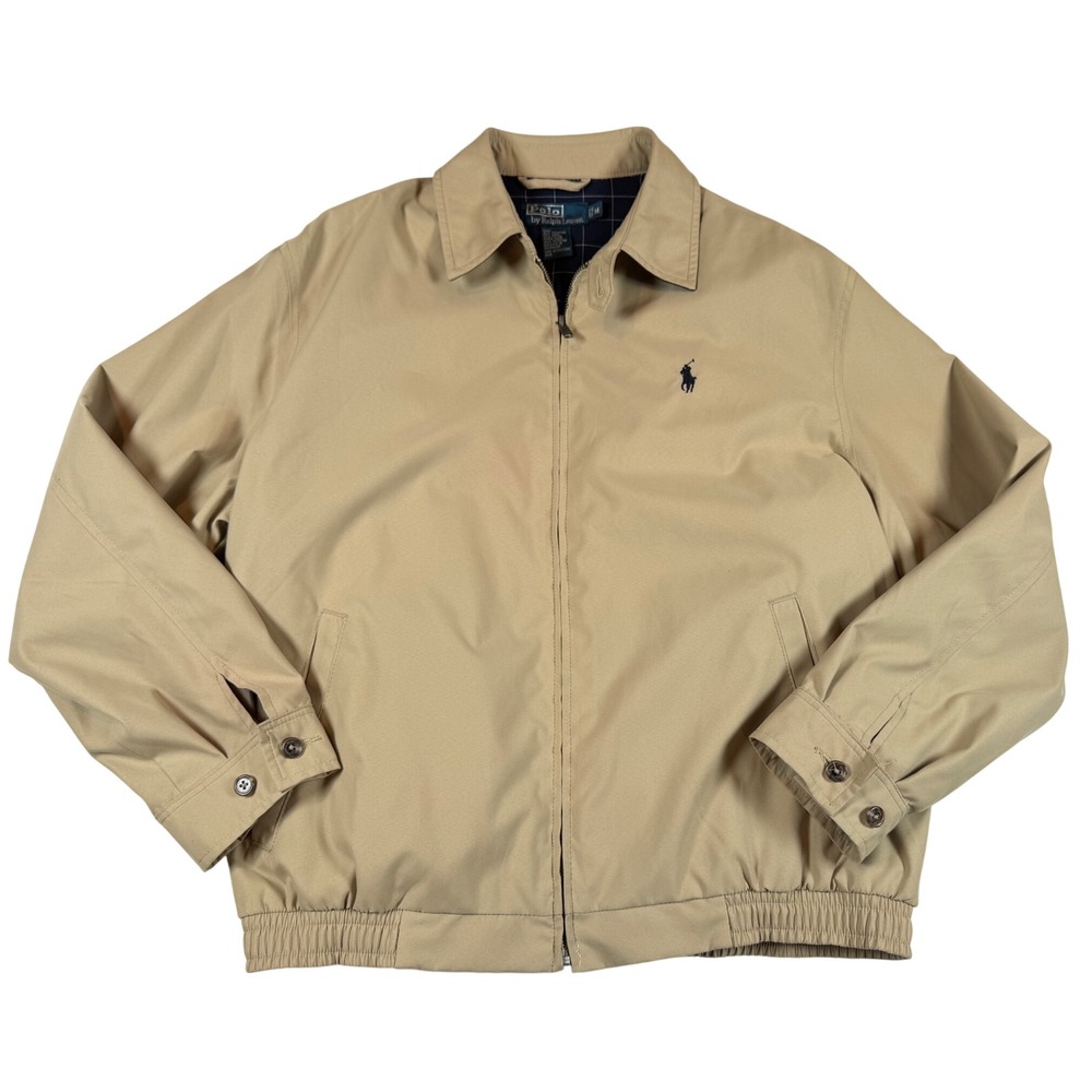 Polo Ralph Lauren Tan Khaki Harrington Jacket Plaid Lined Windbreaker Mens M